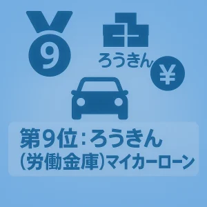 第9位:ろうきん(労働金庫)マイカーローン